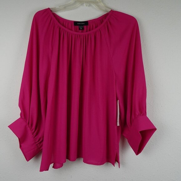 Karen Kane Tunic Top Women's Petite Size XLP Pink Blouson Sleeve Flowy Office - Picture 1 of 10